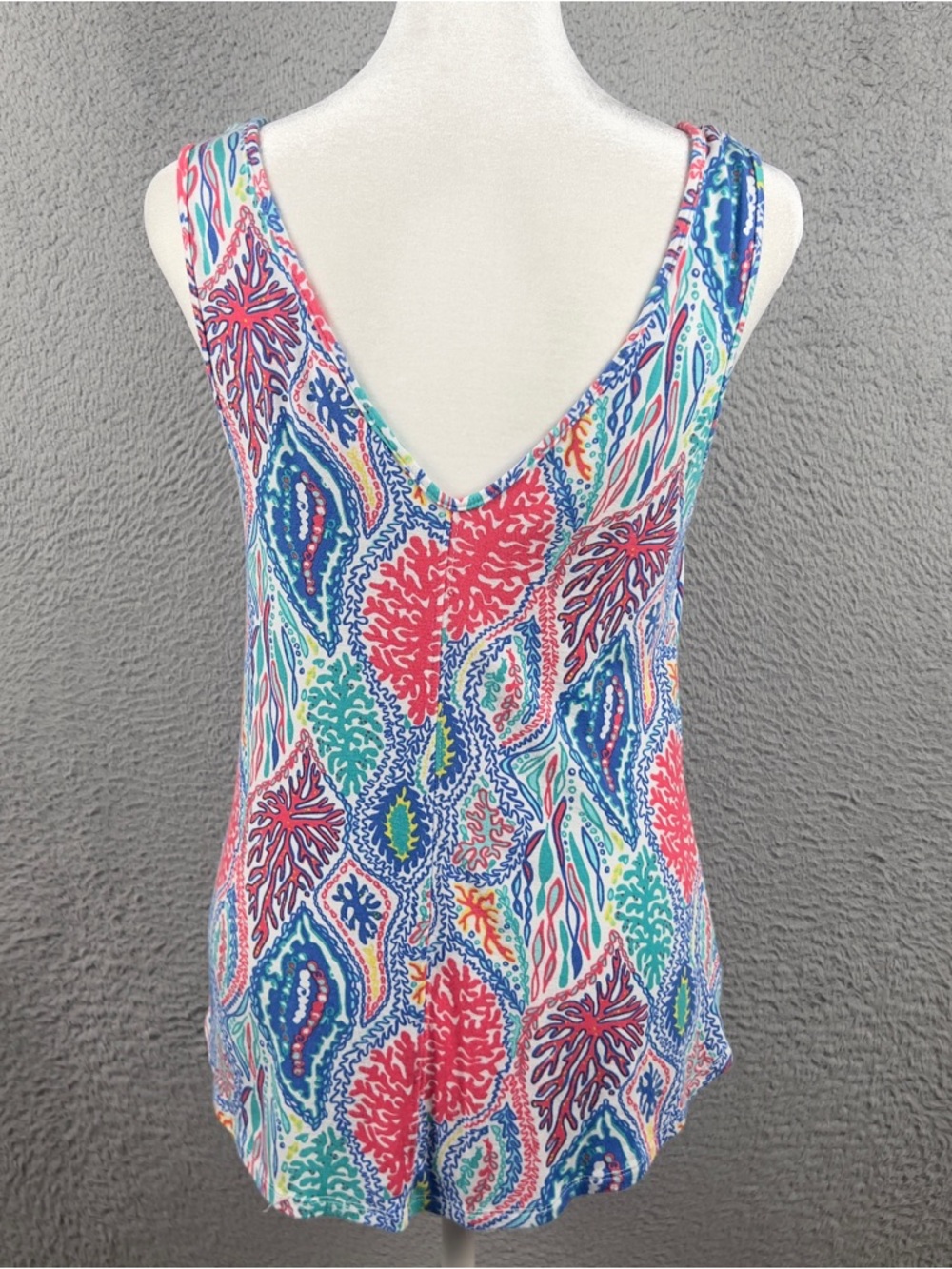 Lilly Pulitzer Tank Top Womens Small Multicolor Coral All Over Print Preppy Soft - Picture 2 of 6